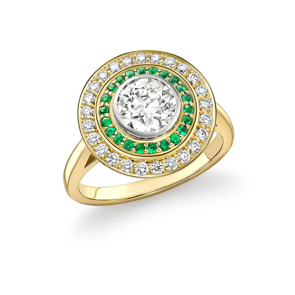 Emerald and Diamond Double Halo