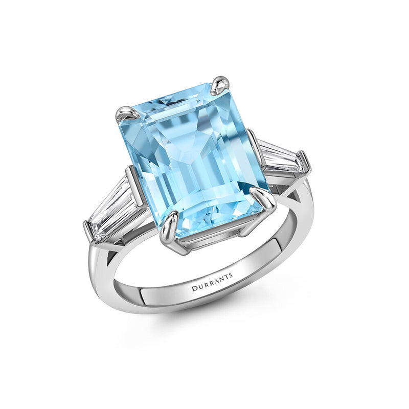 Aquamarine and diamond ring