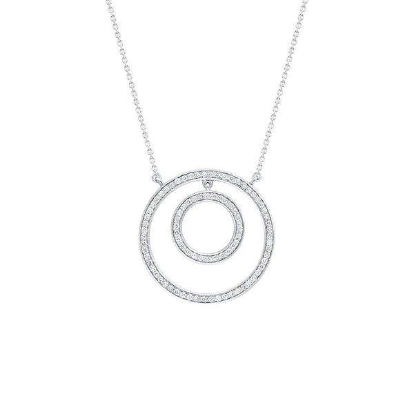 White gold, small-large double circle necklace, 1 CT TW - Victor Corporation