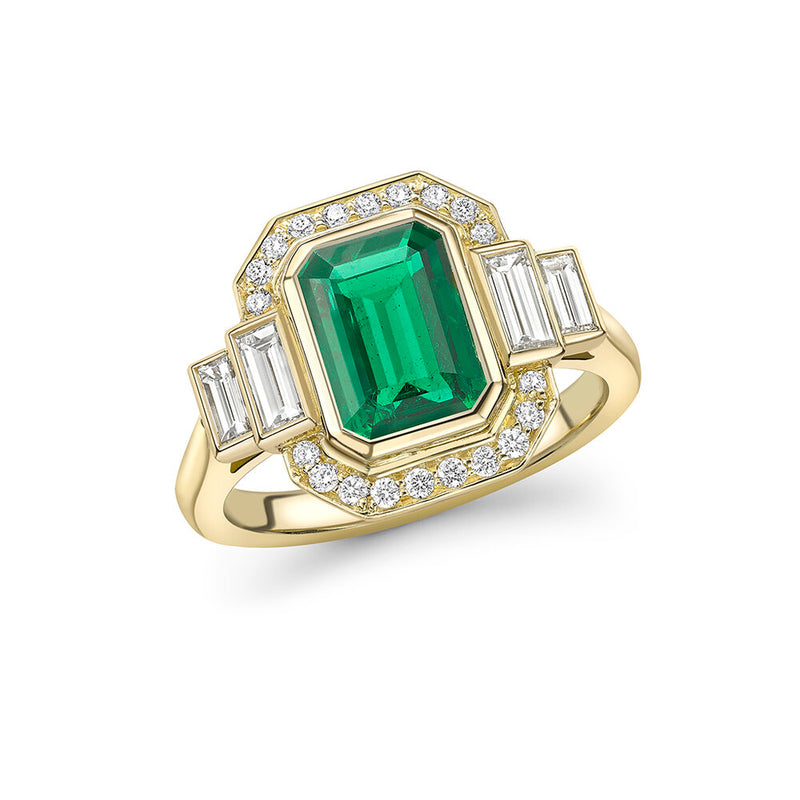 Emerald &amp; Diamond Art Deco